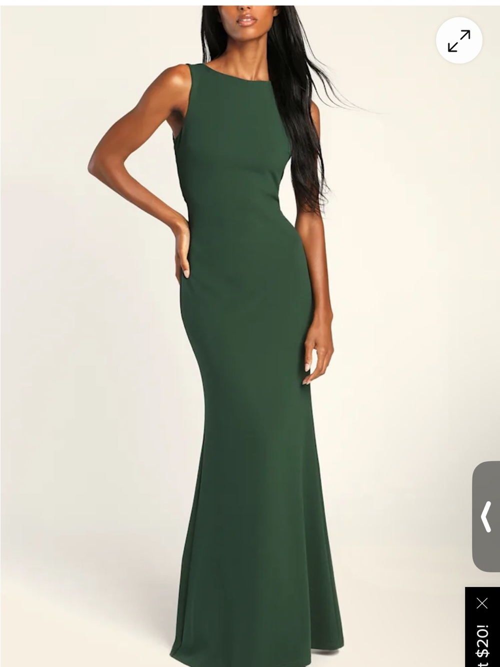 Lulu's Sleek Sleeveless Green Maxi Gown Dress